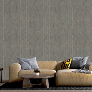 Velvet Flocked Geometric Rounded Shapes Elegant Wallpaper