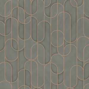 Velvet Flocked Geometric Rounded Shapes Elegant Wallpaper
